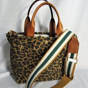 J.CREW CANVAS ANIMAL PRINT LUNCH TOTE + SHOULDER STRAP